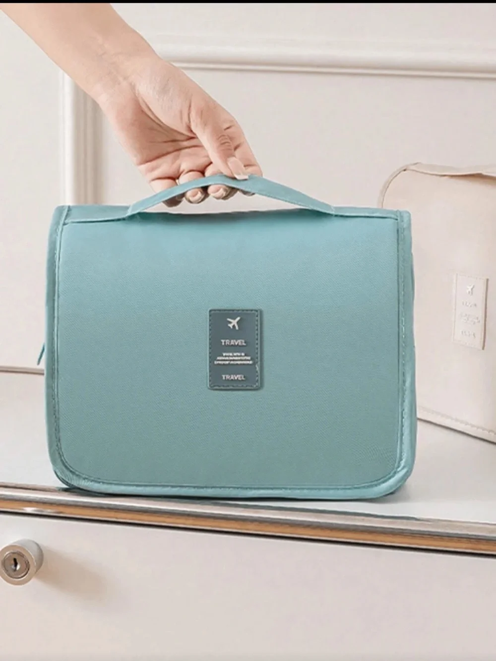 SHEIN Mint Green Hanging Makeup Organizer Bag